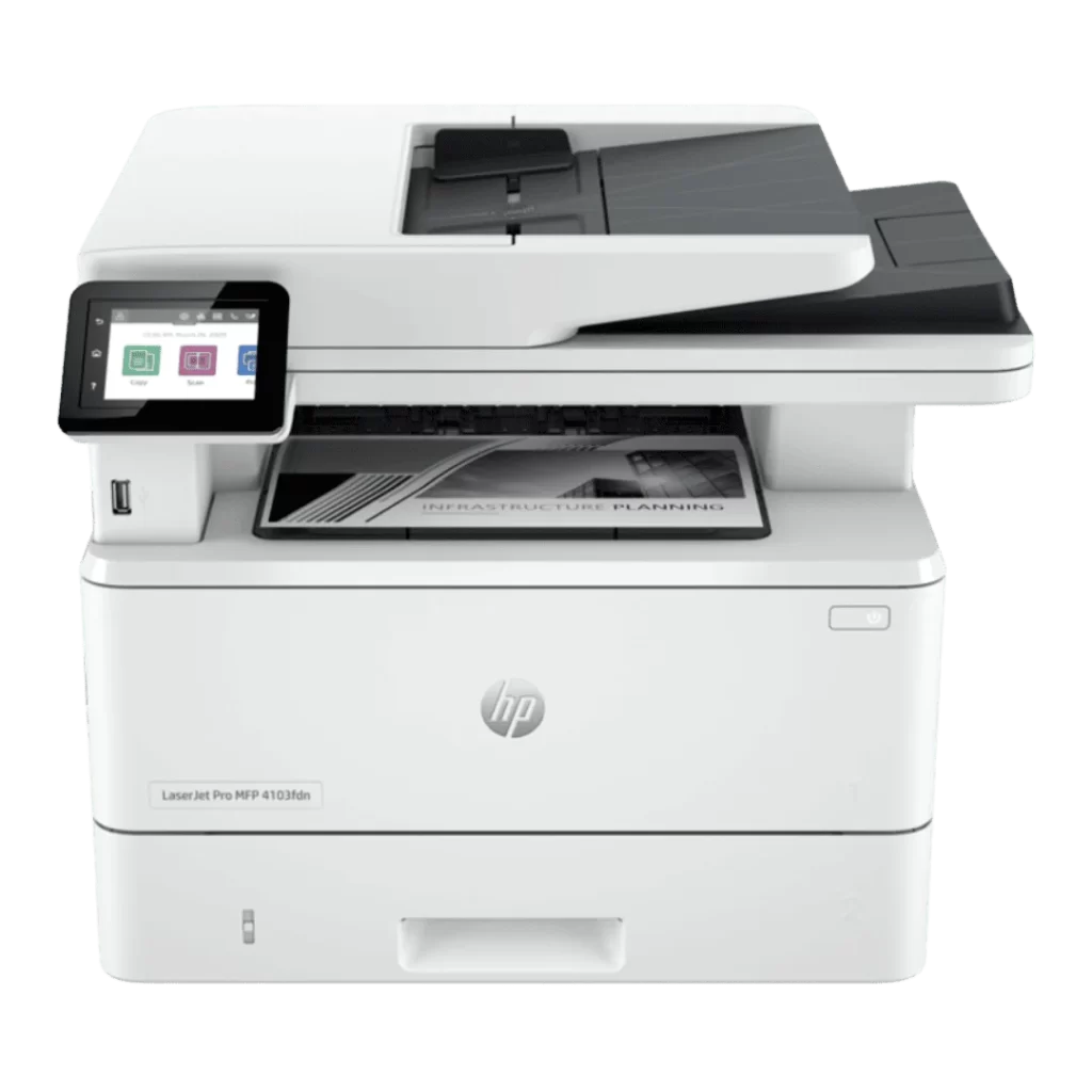 Multifuncional HP Pro4103fdw para locação e venda em Uberlândia - Impressora laser com scanner, copiadora e Wi-Fi rápido