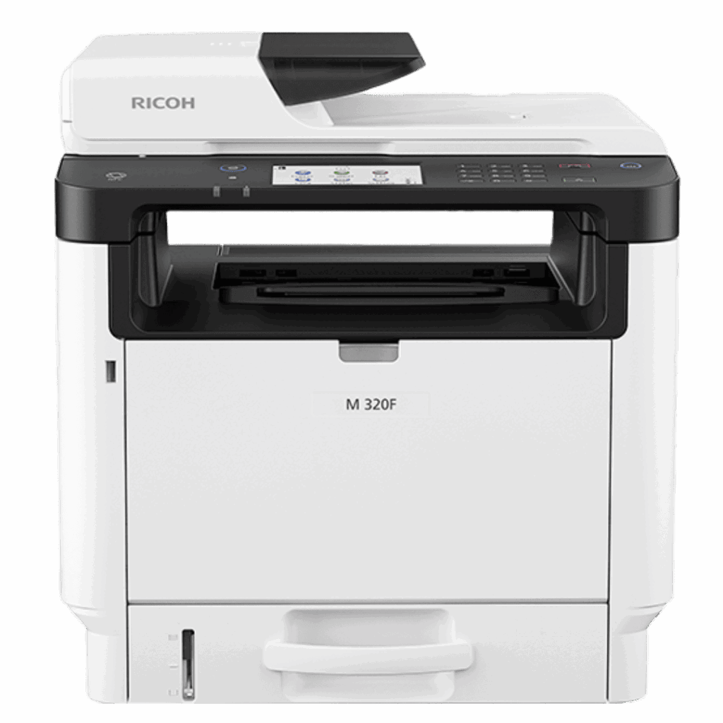 Multifuncional Ricoh M320F para escritórios - impressão, cópia, digitalização e fax em um único equipamento. Locação e venda com suporte técnico em Uberlândia