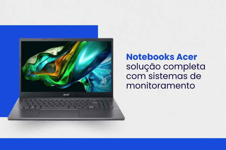 Notebook Acer disponível para locação empresarial com software de gestão Pulse incluso pela MarqueSys em Uberlândia