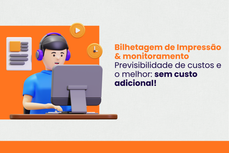 Ilustração de bilhetagem e monitoramento de impressão da MarqueSys